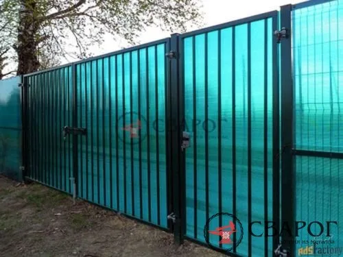 Ворота металлические с наполнением из поликарбоната