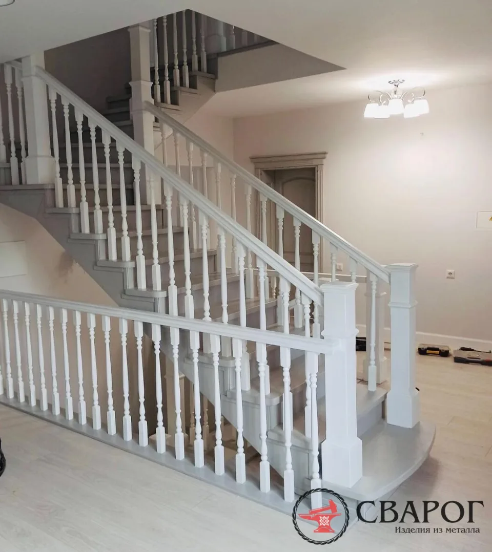 Г-образная лестница Милан в стиле барокко фото2