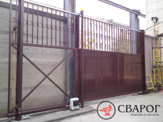 Ворота металлические со съёмной балкой