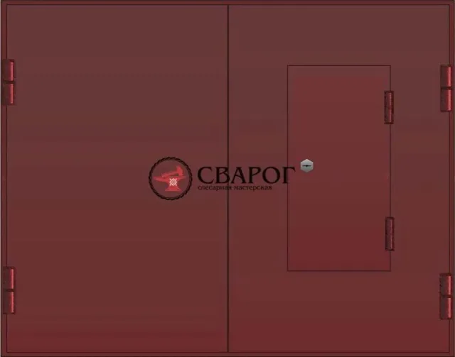 Гаражные распашные ворота с калиткой
