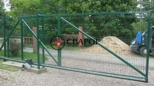 Откатные ворота 3Д, 4мм, 1530×4000мм, Ral 6005