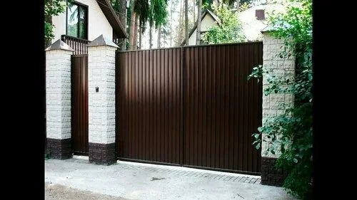 Распашные ворота из профнастила