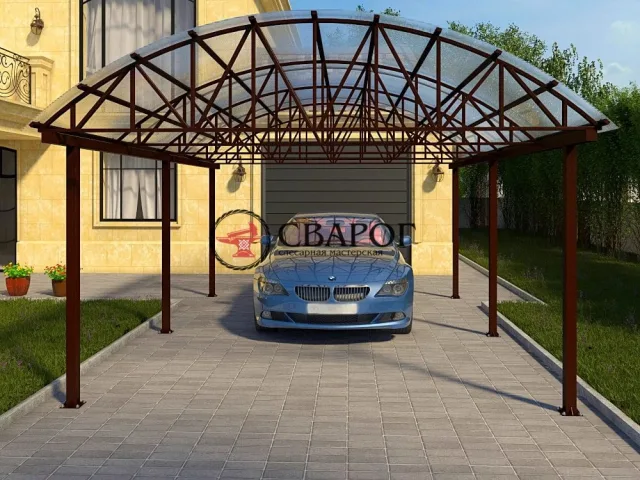 Навес из поликарбоната для автомобиля "Дерош"