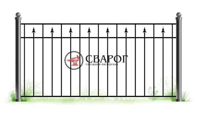 Забор А3220 в разными вариантами кованых элементов