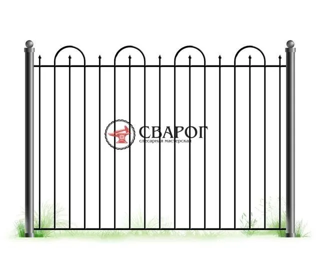 Забор А3230 с дугами и кованными пиками