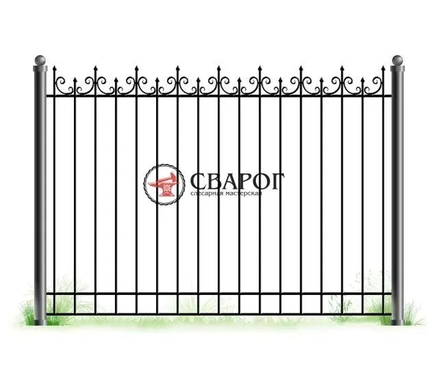 Красивый кованый забор А3290
