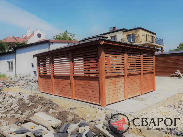 Садовая брусовая беседка "Сатурн" 5 на 4 м