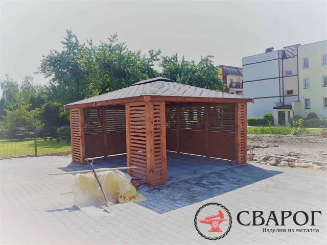 Садовая брусовая беседка "Сатурн" 5 на 4 м